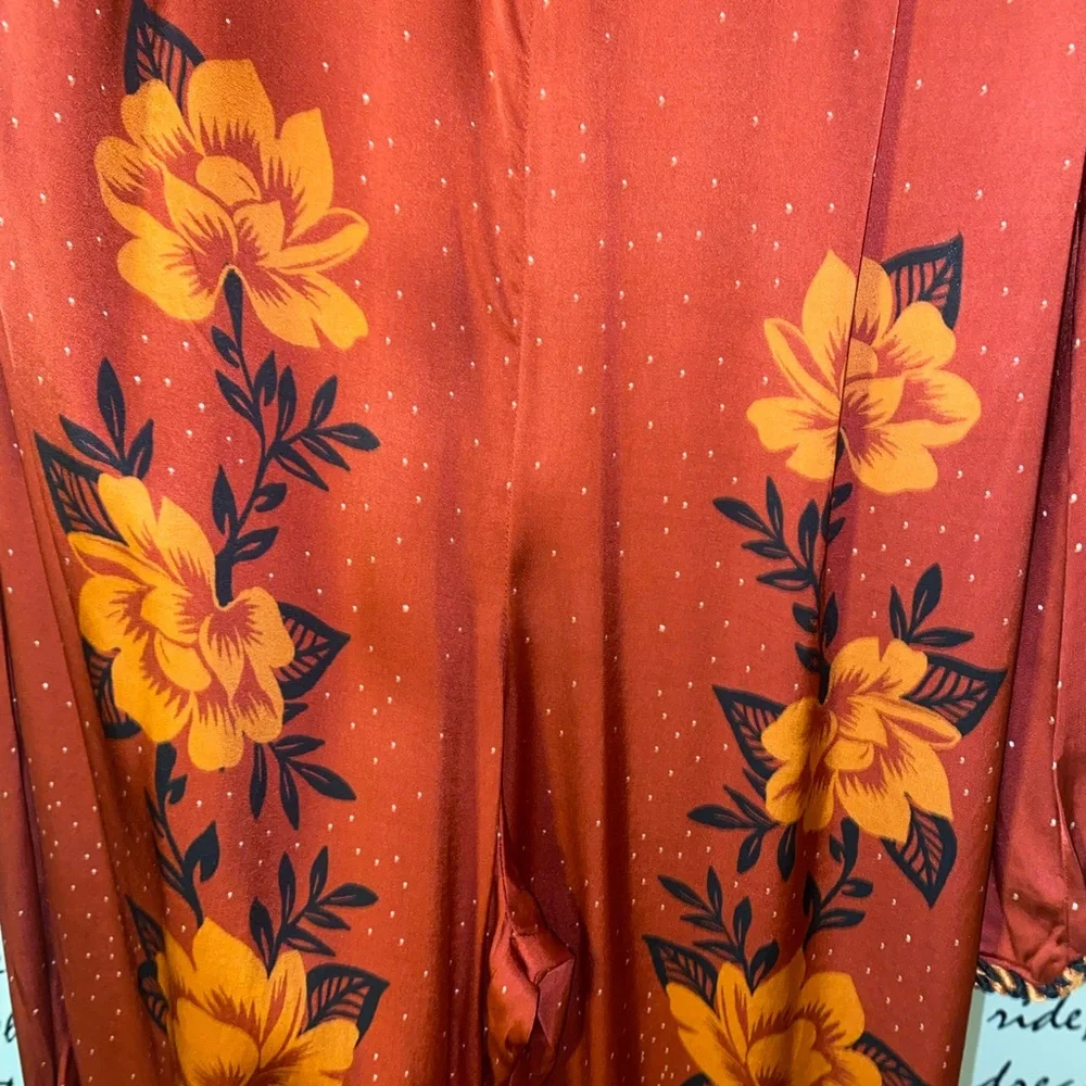 FARM RIO X ANTHROPOLOGIE ONE-SHOULDER PRINTED SATIN JUMPSUIT - Picture 7 of 14